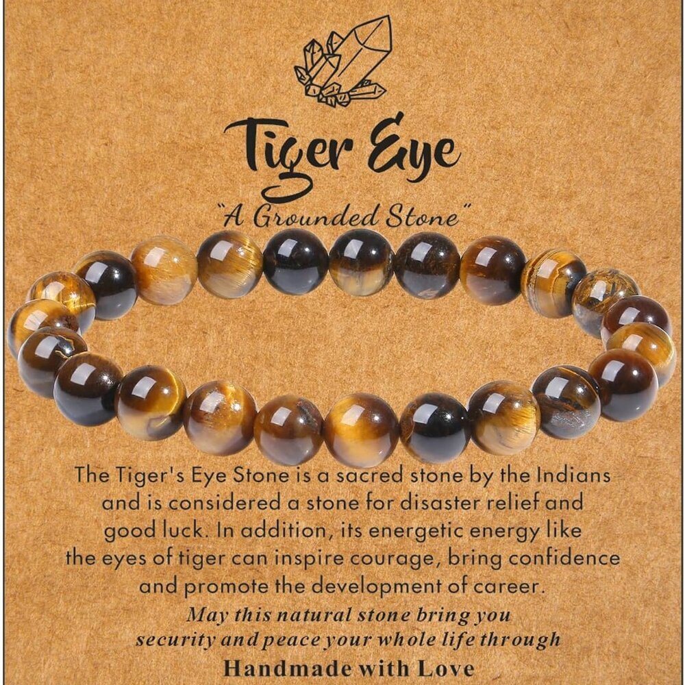 Healing Crystal Bracelet for Women Men, 8 mm Natural Stone Beaded Bracelets, Jew